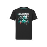 Koszulka t-shirt dziecięca Lewis 44 czarna Mercedes AMG F1 