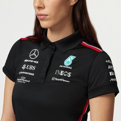 Koszulka polo damska Team Black Mercedes AMG F1 