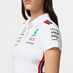 Koszulka polo damska Team biała Mercedes AMG F1 