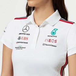 Koszulka polo damska Team biała Mercedes AMG F1 