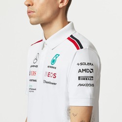 Koszulka polo męska Team biała Mercedes AMG F1 