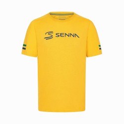 Koszulka t-shirt męska Stripe żółta Ayrton Senna F1 2024