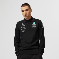 Sweterek polo męska LS Team Black Mercedes AMG F1 