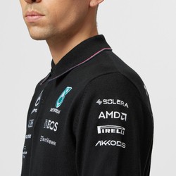 Sweterek polo męska LS Team Black Mercedes AMG F1 