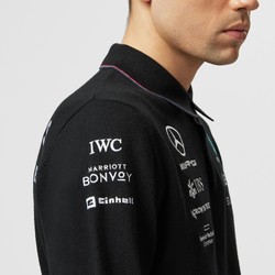 Sweterek polo męska LS Team Black Mercedes AMG F1 